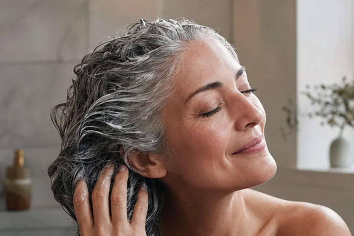 Emotionaler und authentischer Anwendungsmoment rund um Mildes Shampoo bei Haarbruch