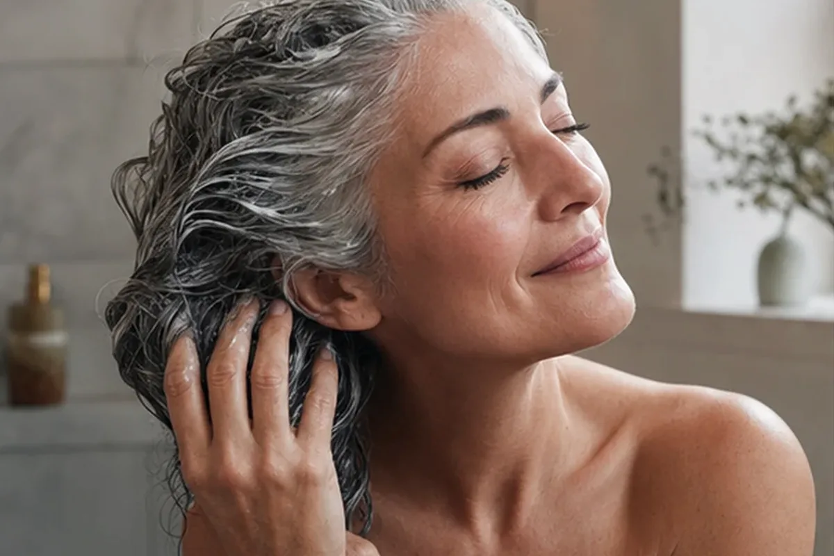 Authentischer Wohlfühlmoment passend zum Beauty-Thema Haaröl für strapaziertes Haar