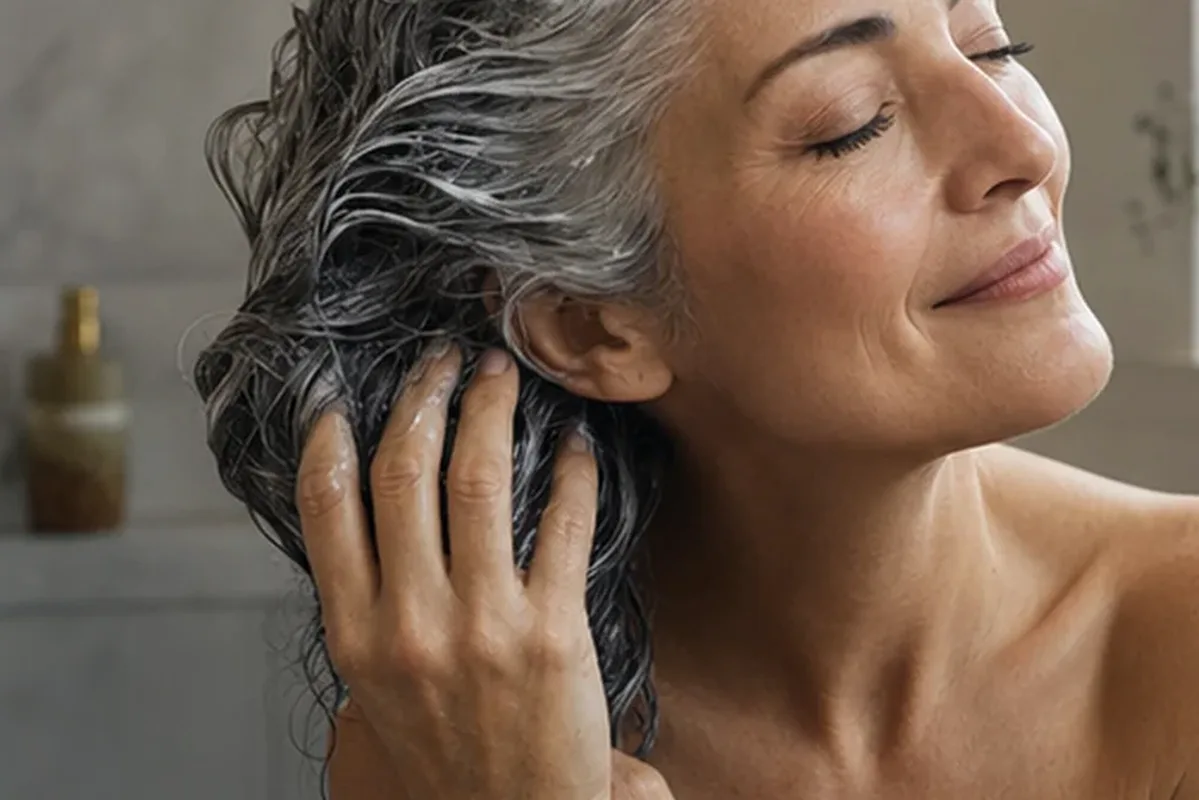 Authentische Beauty-Routine passend zum Thema Mildes Shampoo für empfindliche Kopfhaut