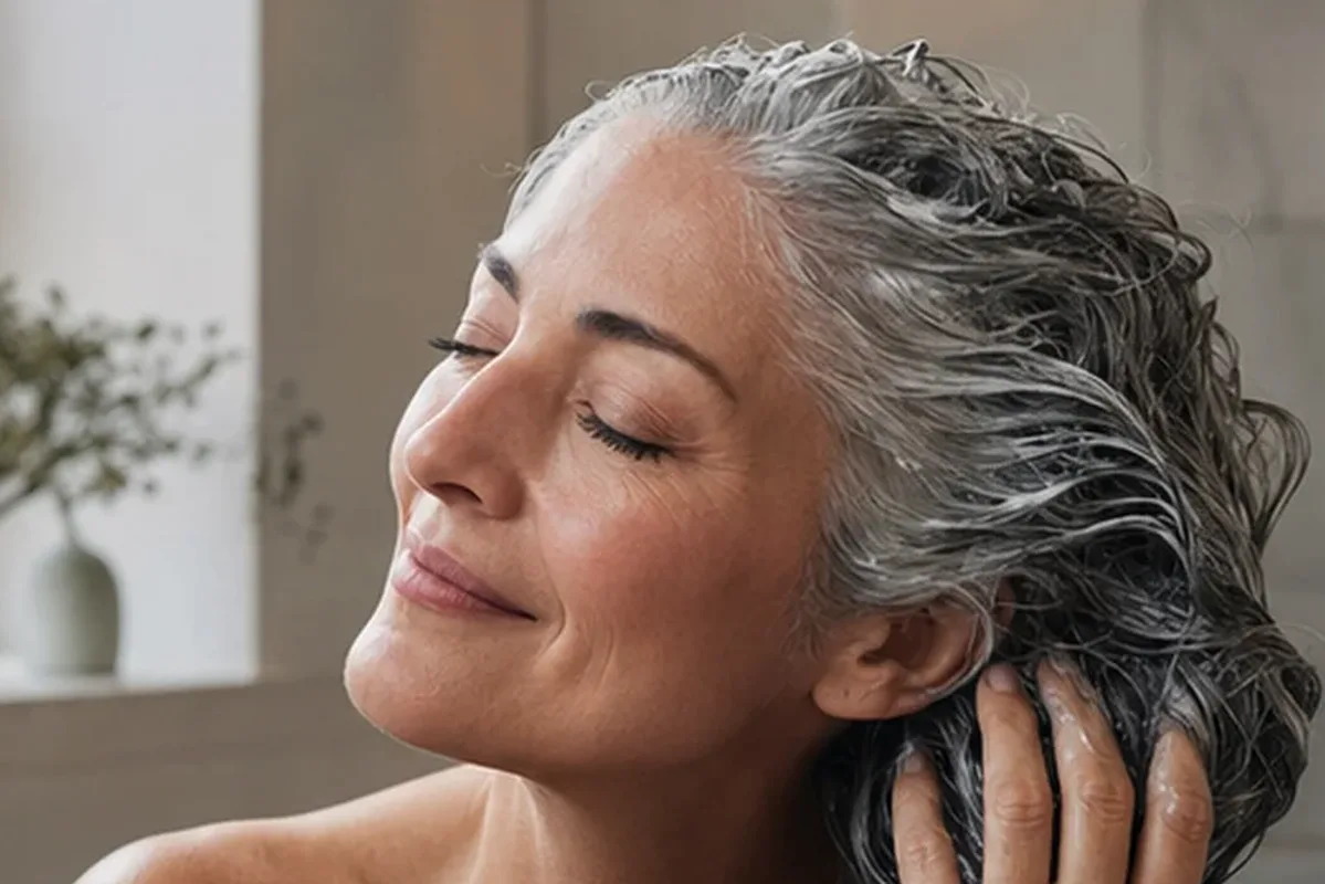 Authentischer Wohlfühlmoment passend zum Beauty-Thema Conditioner für feines Haar