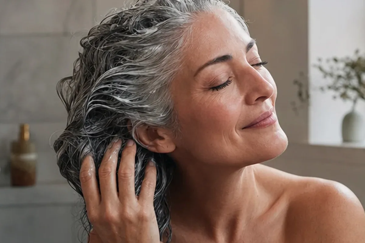 Authentische Beauty-Routine passend zum Thema Mildes Shampoo für strapaziertes Haar
