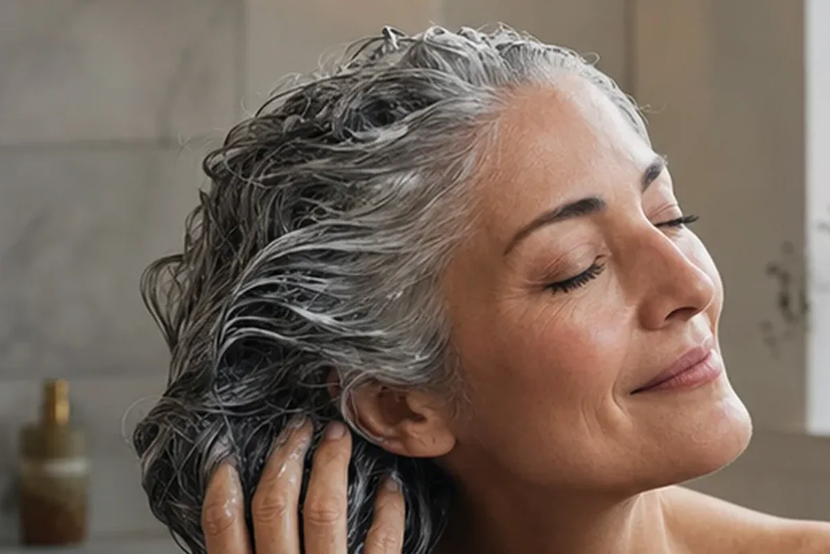 Authentischer Wohlfühlmoment passend zum Beauty-Thema Haartrockner für trockenes Haar