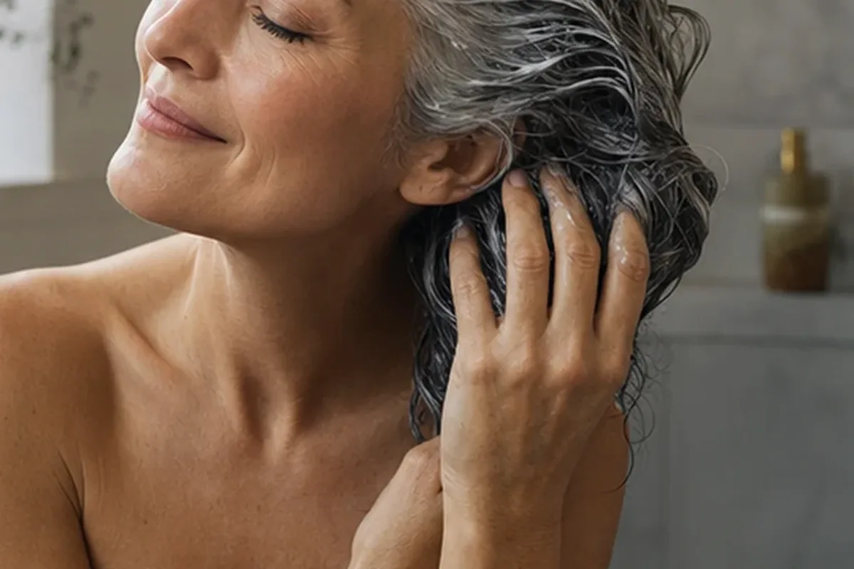 Hochwertige Beauty-Inszenierung zu Auswahlkriterien für Tiefenreinigungsshampoo für feines Haar