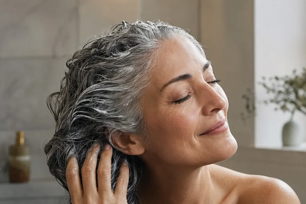 Authentischer Wohlfühlmoment passend zum Beauty-Thema Lockengel für empfindliche Kopfhaut