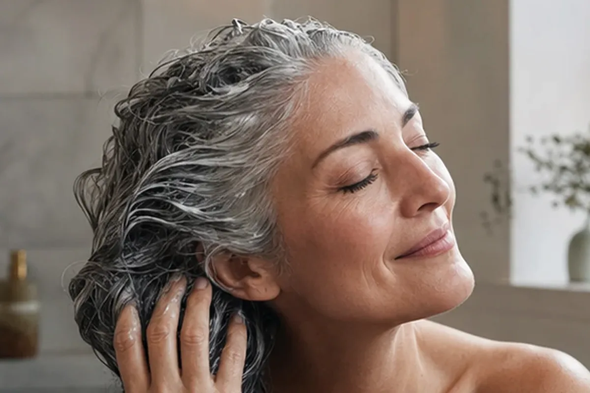 Authentische Beauty-Routine passend zum Thema Mildes Shampoo für feines Haar