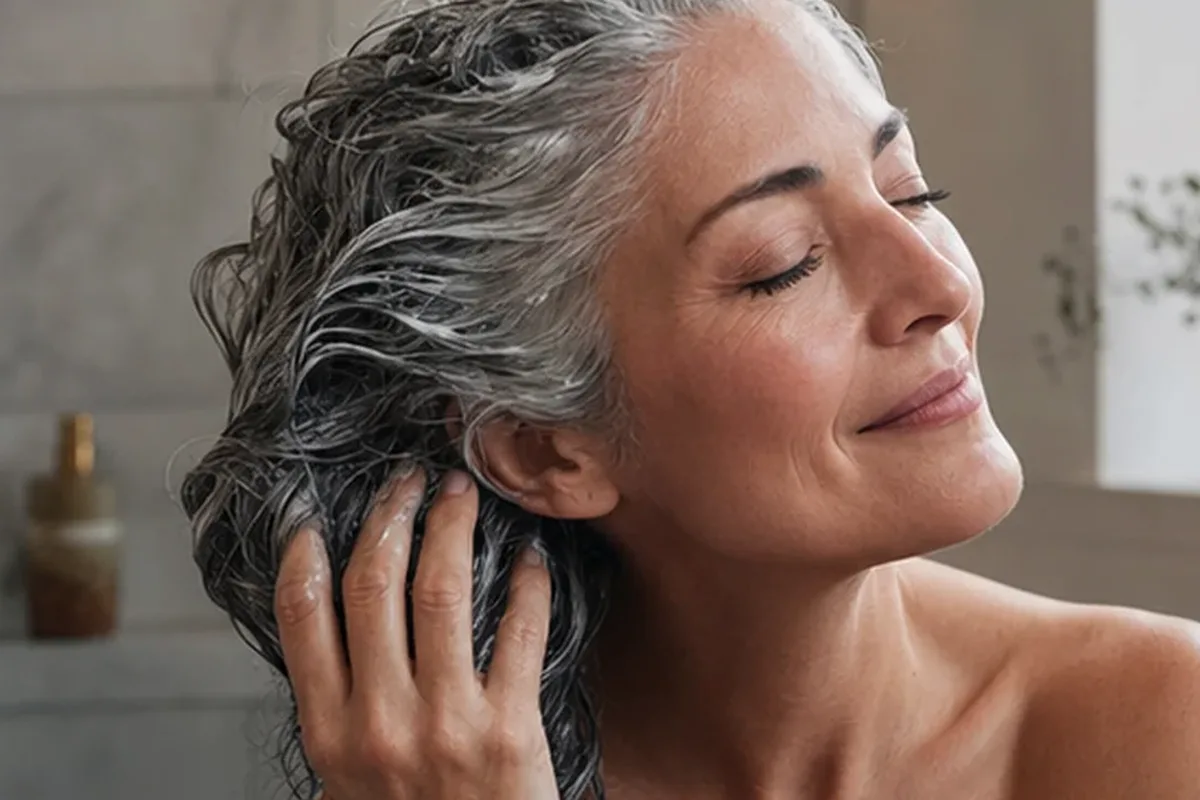 Emotionaler und authentischer Anwendungsmoment rund um Tiefenreinigungsshampoo für trockenes Haar