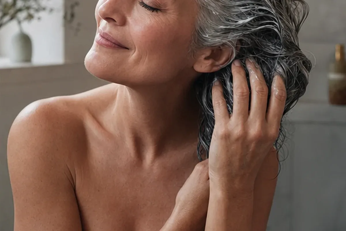 Redaktionelle Detailaufnahme zur Orientierung bei Haarmaske bei Frizz