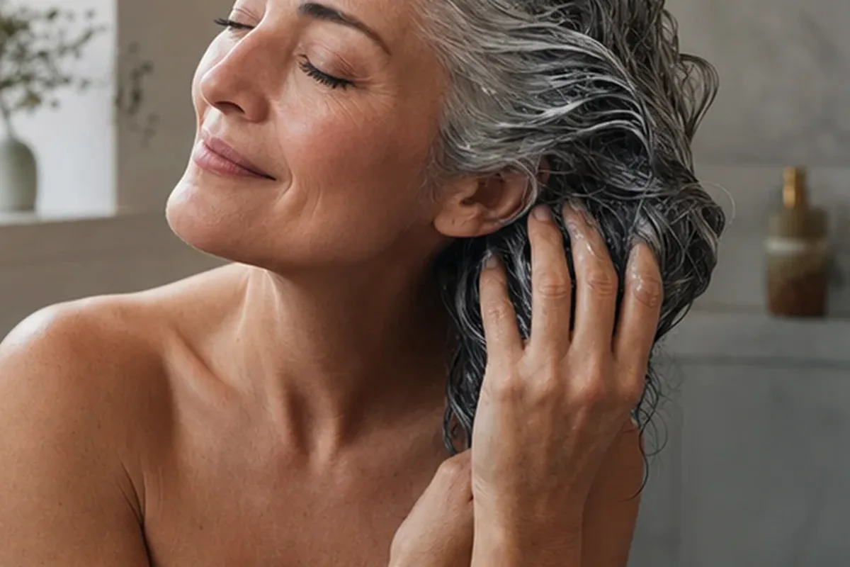 Emotionaler und authentischer Anwendungsmoment rund um Anti-Frizz-Pflege bei Frizz