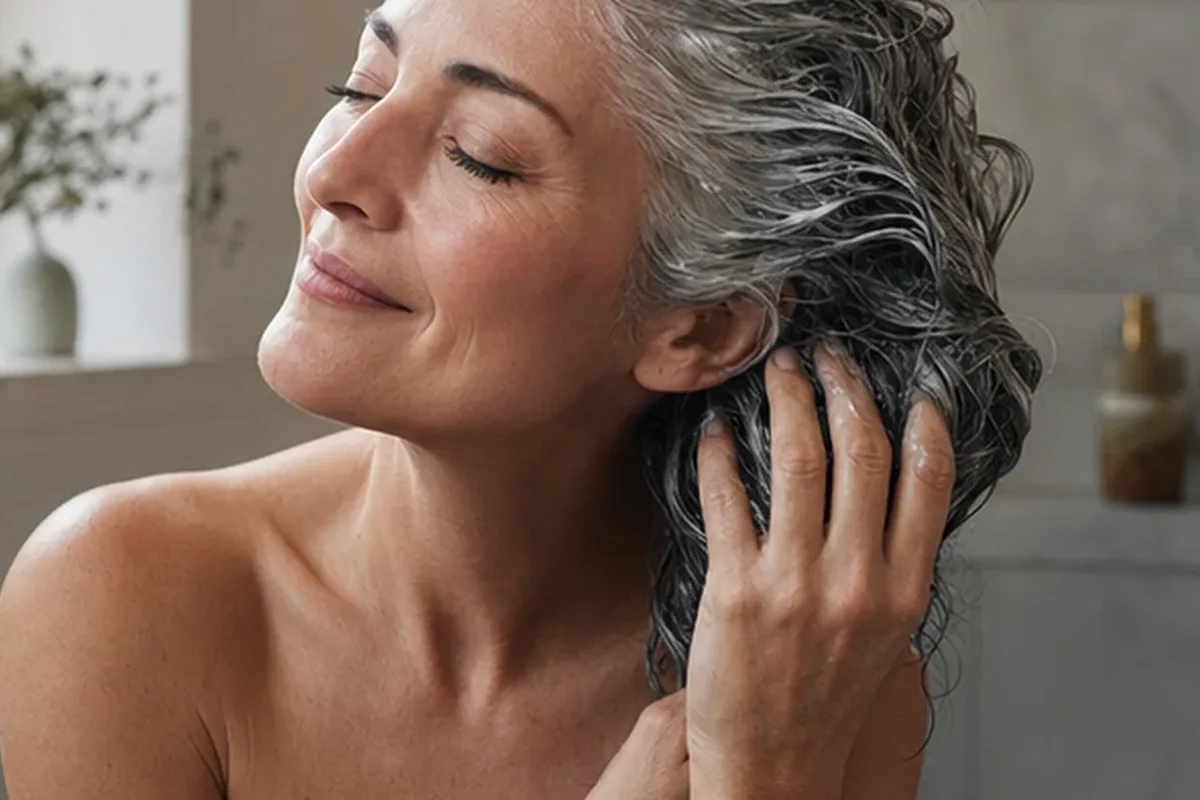 Emotionaler und authentischer Anwendungsmoment rund um Silbershampoo bei Haarbruch