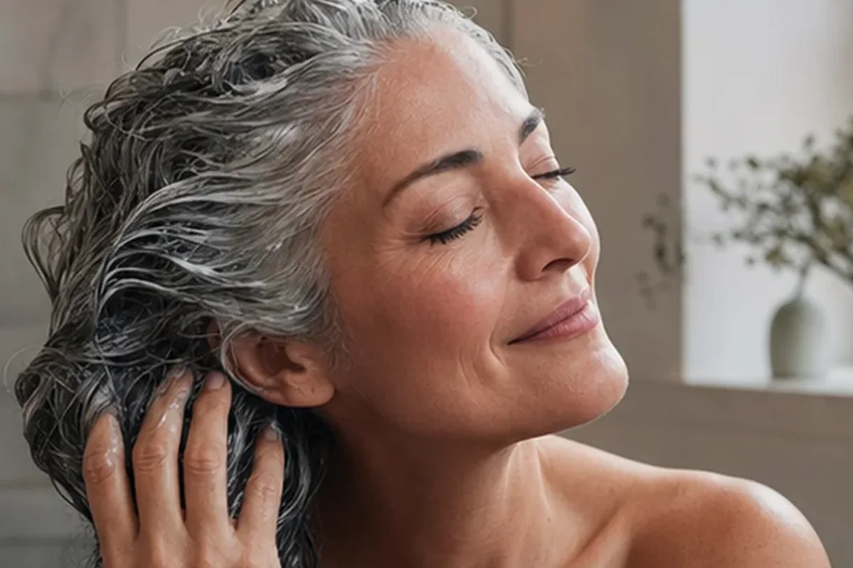 Authentische Beauty-Routine passend zum Thema Mildes Shampoo bei Haarbruch