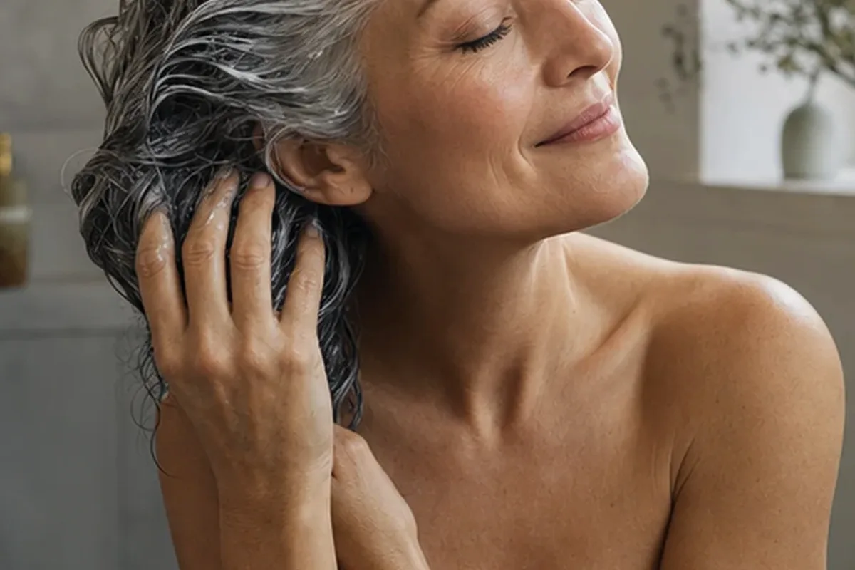 Hochwertige Beauty-Inszenierung zu Auswahlkriterien für Anti-Frizz-Pflege für empfindliche Kopfhaut