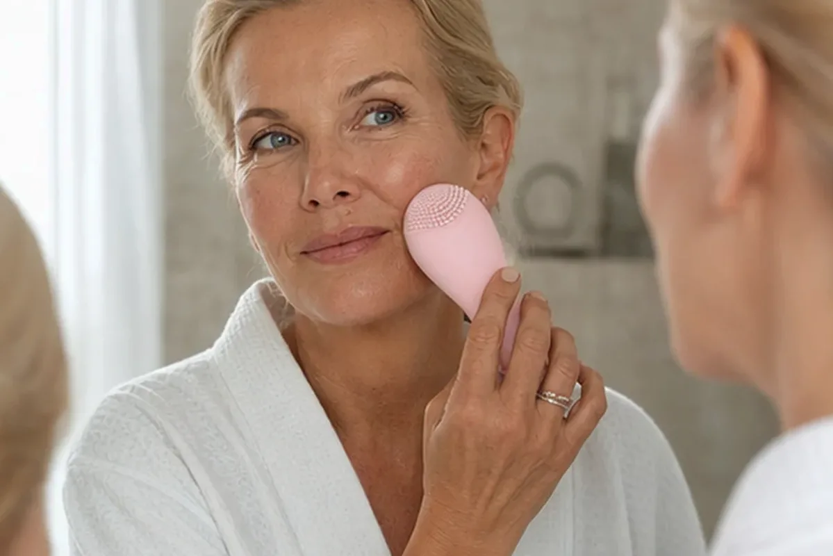 Authentischer Wohlfühlmoment passend zum Beauty-Thema Porenreiniger bei wenig Zeit