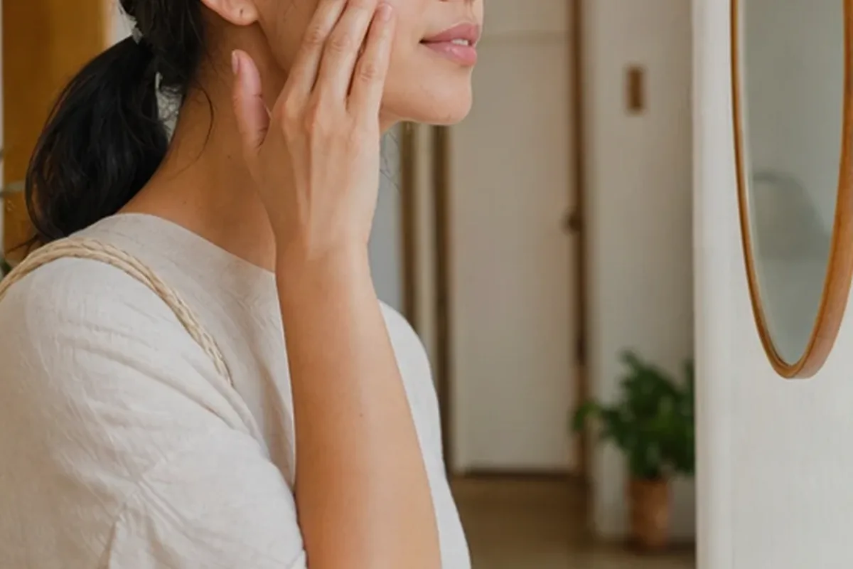 Emotionaler und authentischer Anwendungsmoment rund um Niacinamid-Serum für empfindliche Haut