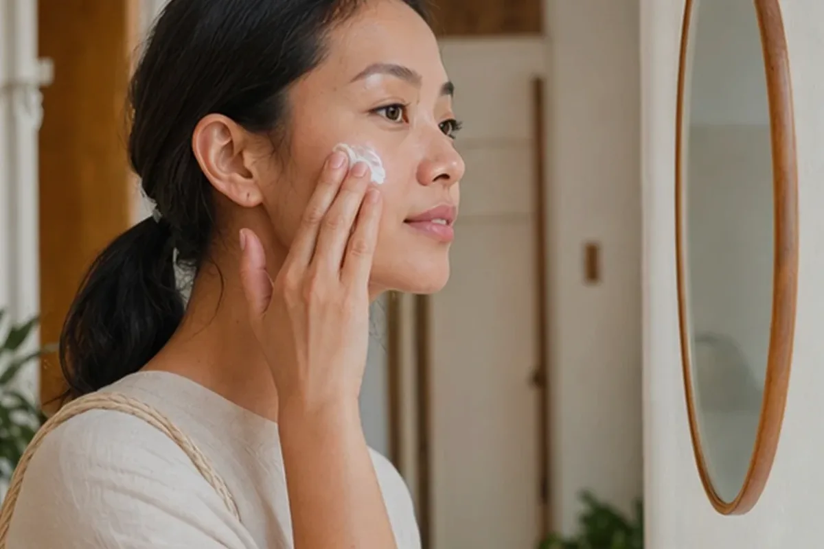 Authentischer Wohlfühlmoment passend zum Beauty-Thema Mizellenwasser bei ersten Fältchen