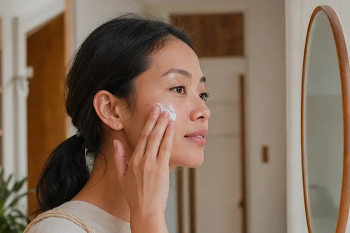 Authentischer Wohlfühlmoment passend zum Beauty-Thema Hautbarriere-Pflege bei Pigmentflecken