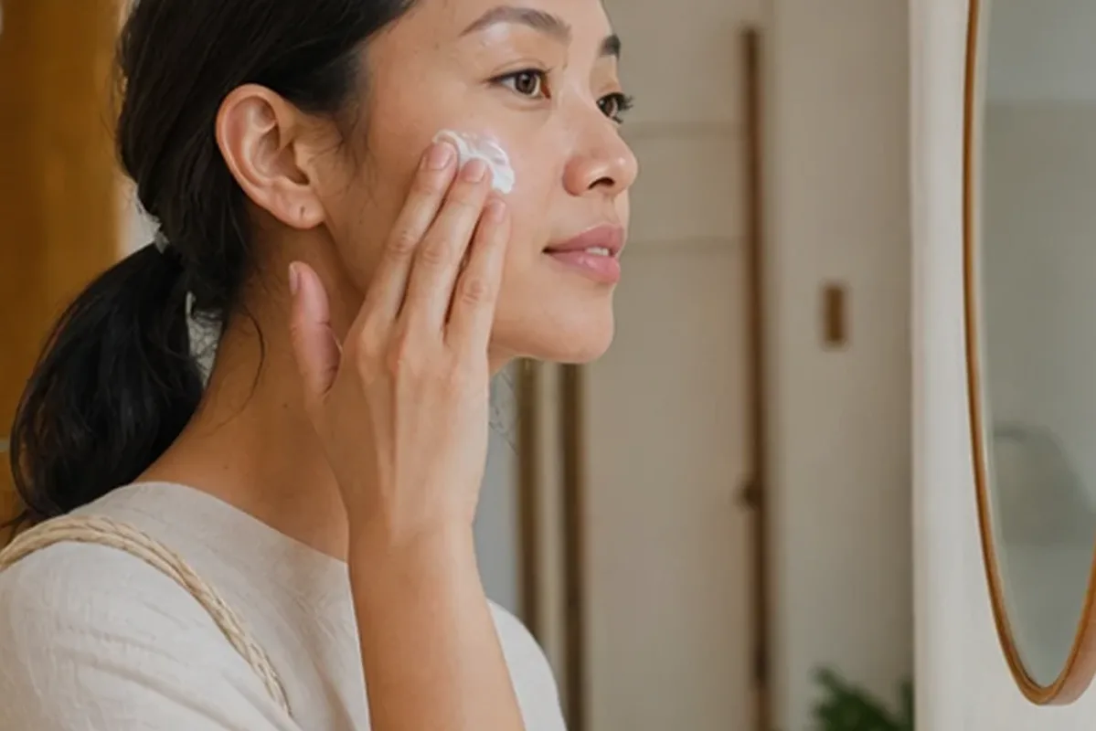Emotionaler und authentischer Anwendungsmoment rund um Vitamin-C-Serum für empfindliche Haut