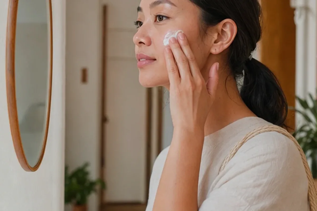 Authentischer Wohlfühlmoment passend zum Beauty-Thema Reinigungsöl für empfindliche Haut