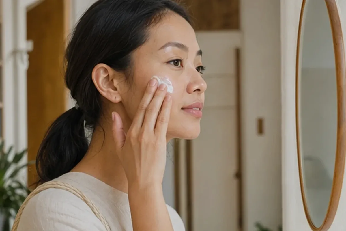 Authentischer Wohlfühlmoment passend zum Beauty-Thema Gesichtswasser für fettige Haut