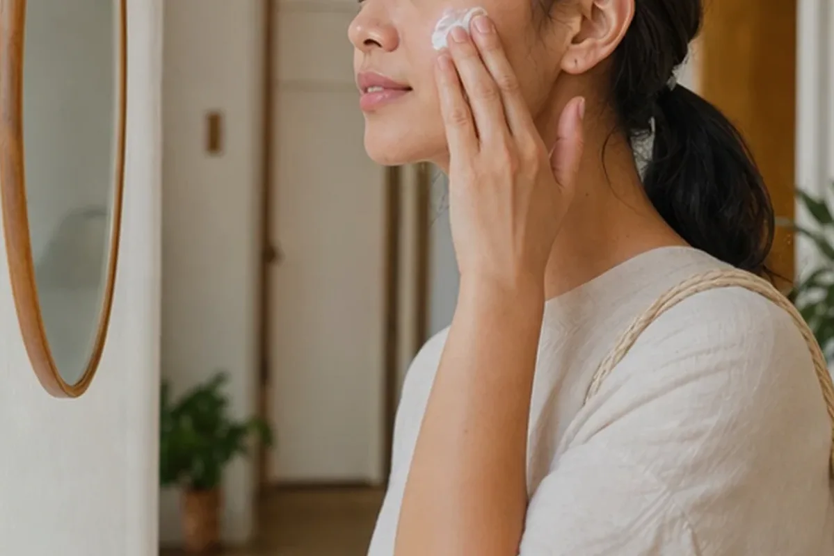 Authentischer Wohlfühlmoment passend zum Beauty-Thema Augenpflege für trockene Haut