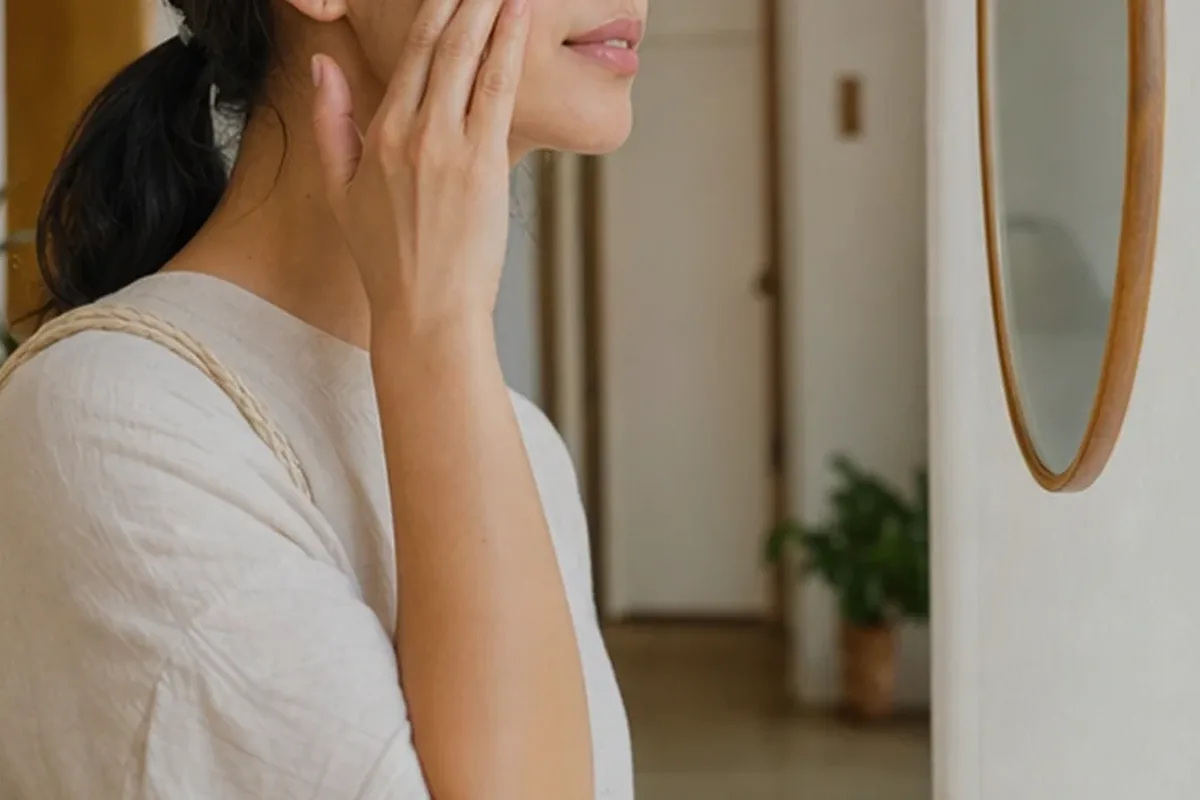 Authentischer Wohlfühlmoment passend zum Beauty-Thema Hautbarriere-Pflege für fettige Haut