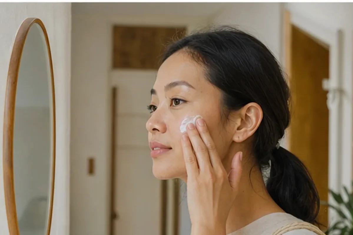 Authentischer Wohlfühlmoment passend zum Beauty-Thema Gesichtsreinigung bei ersten Fältchen