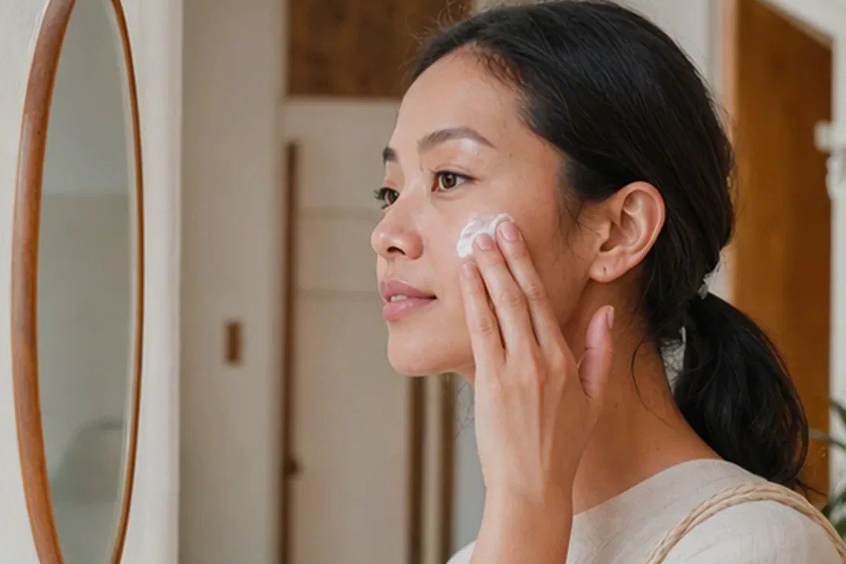 Authentischer Wohlfühlmoment passend zum Beauty-Thema Feuchtigkeitsserum für fettige Haut