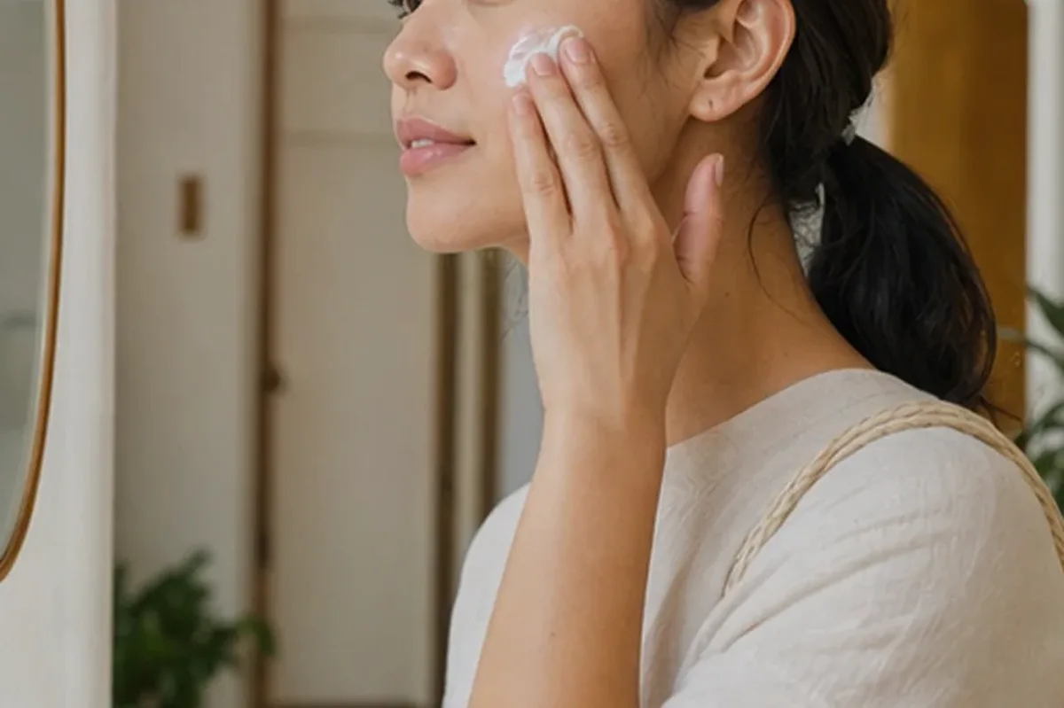 Authentischer Wohlfühlmoment passend zum Beauty-Thema Gesichtsreinigung bei Pigmentflecken