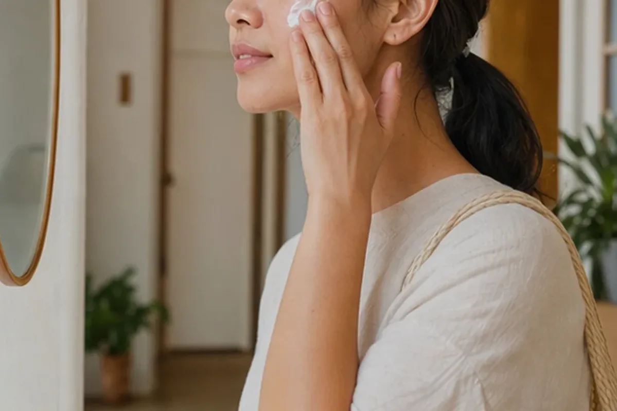 Authentischer Wohlfühlmoment passend zum Beauty-Thema Hyaluron-Serum bei Rötungen