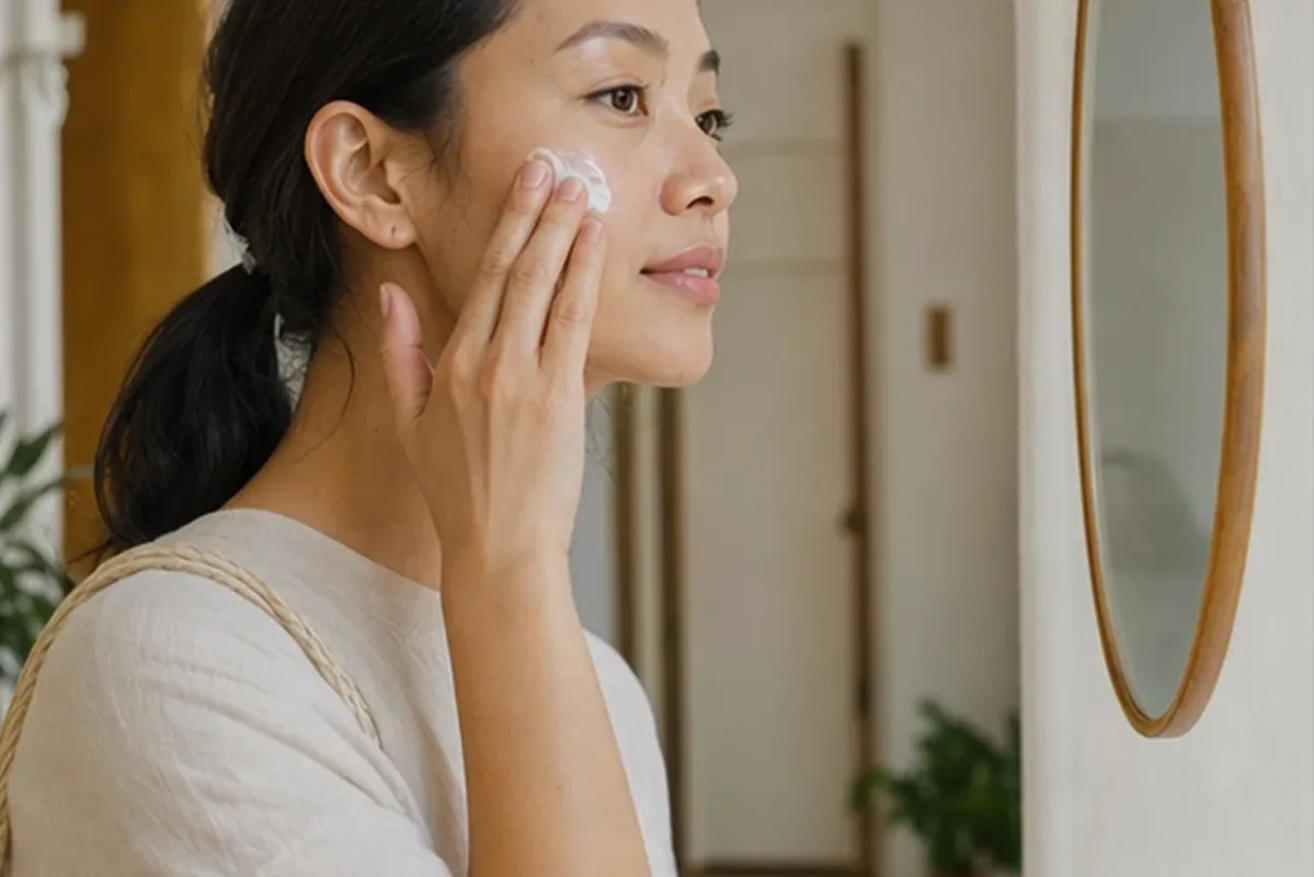 Hochwertige Beauty-Inszenierung zu Auswahlkriterien für Anti-Aging-Routine bei Pigmentflecken