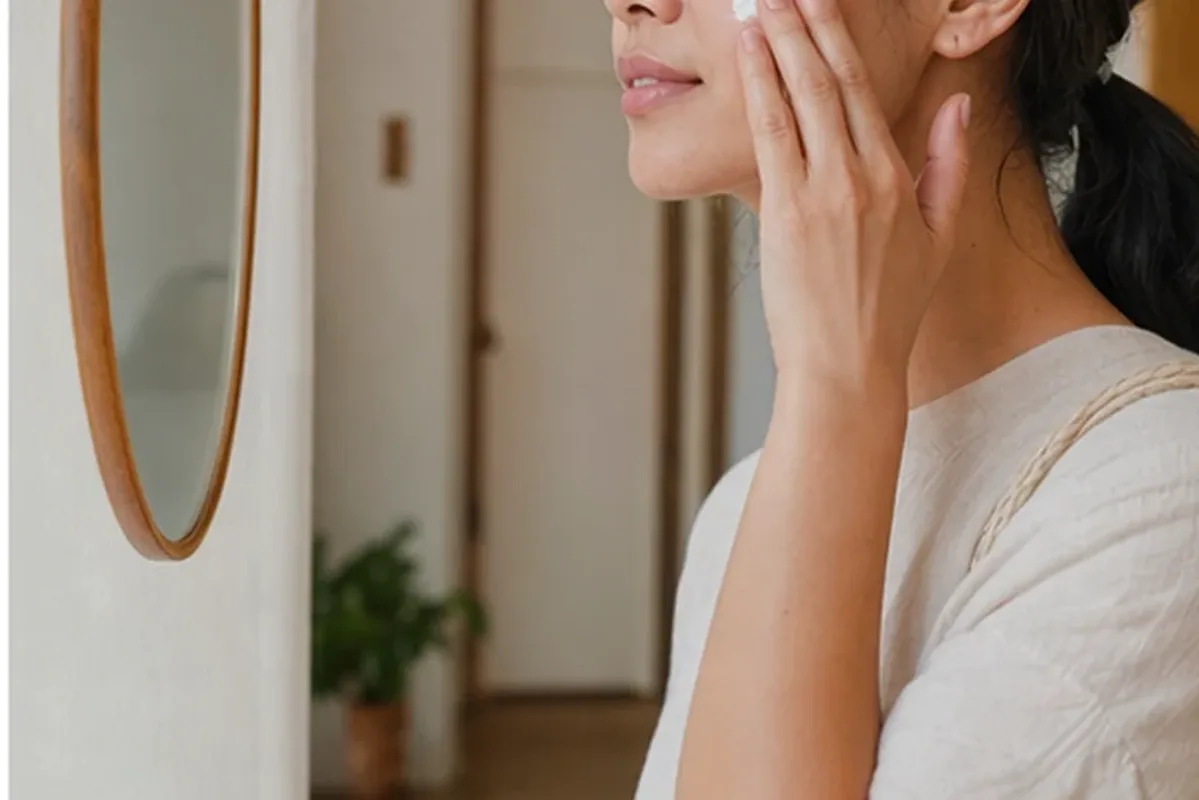 Hochwertige Beauty-Inszenierung zu Auswahlkriterien für Anti-Aging-Routine für Mischhaut