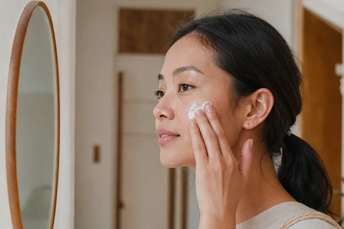 Authentischer Wohlfühlmoment passend zum Beauty-Thema Feuchtigkeitsserum bei Pigmentflecken