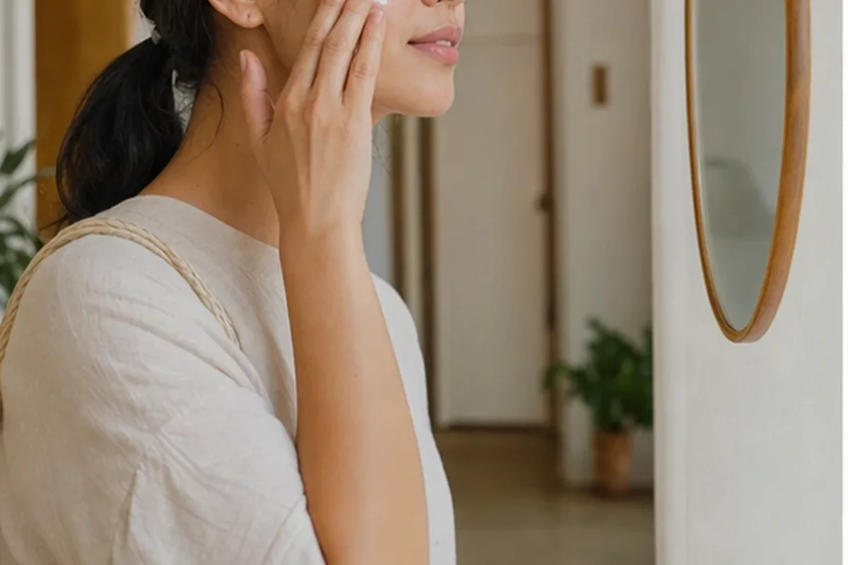 Authentischer Wohlfühlmoment passend zum Beauty-Thema Gesichtswasser für fettige Haut