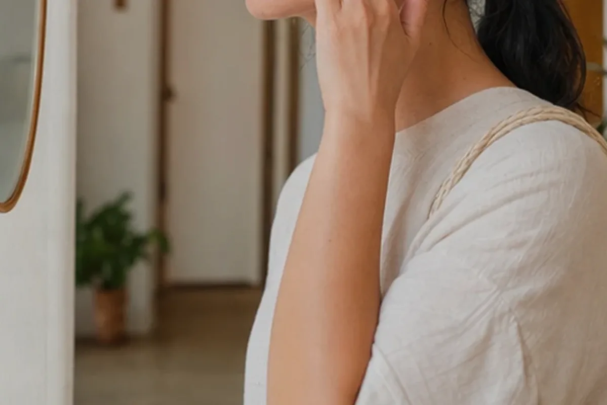 Emotionaler und authentischer Anwendungsmoment rund um Hyaluron-Serum für trockene Haut