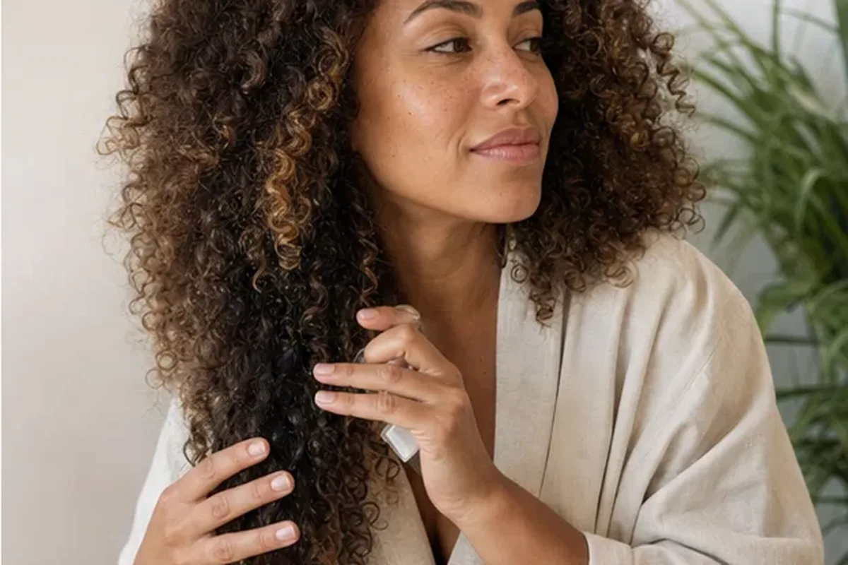 Hochwertige Beauty-Inszenierung zu Auswahlkriterien für Lockencreme für lockiges Haar