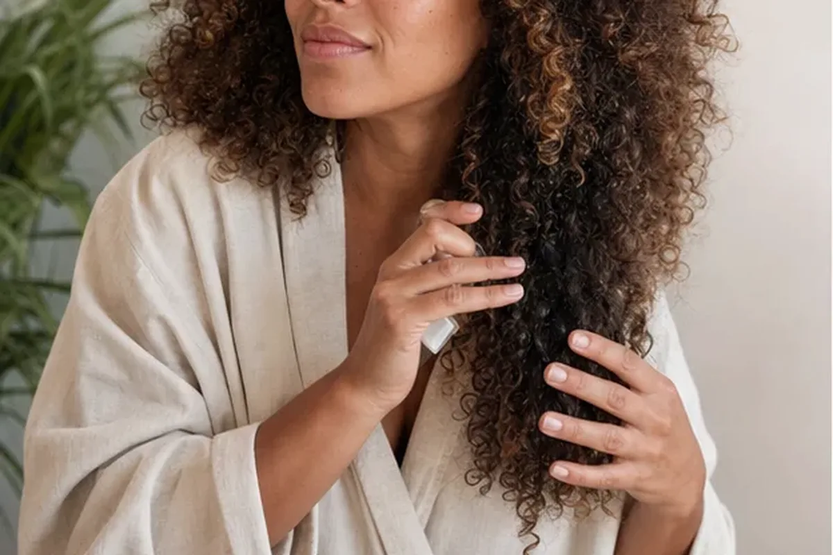 Authentischer Wohlfühlmoment passend zum Beauty-Thema Trockenshampoo bei Frizz