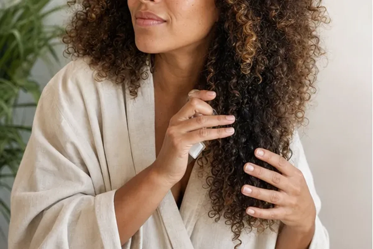 Authentische Beauty-Routine passend zum Thema Haarbürste bei Frizz