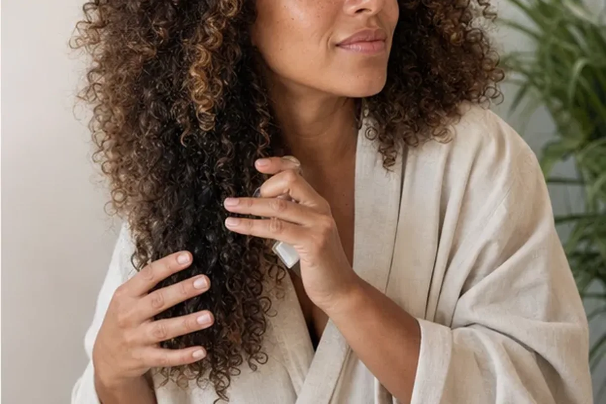 Authentischer Wohlfühlmoment passend zum Beauty-Thema Mildes Shampoo bei Haarbruch