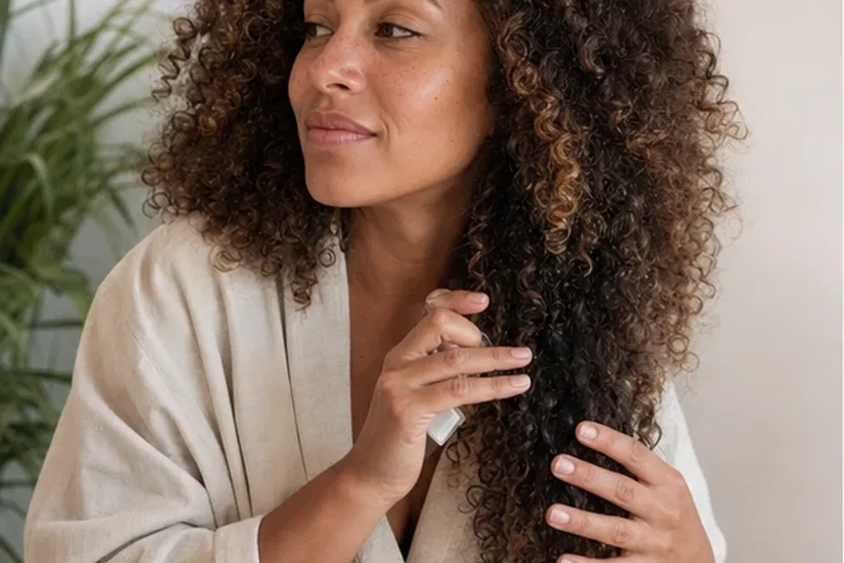 Authentischer Wohlfühlmoment passend zum Beauty-Thema Tiefenreinigungsshampoo für feines Haar