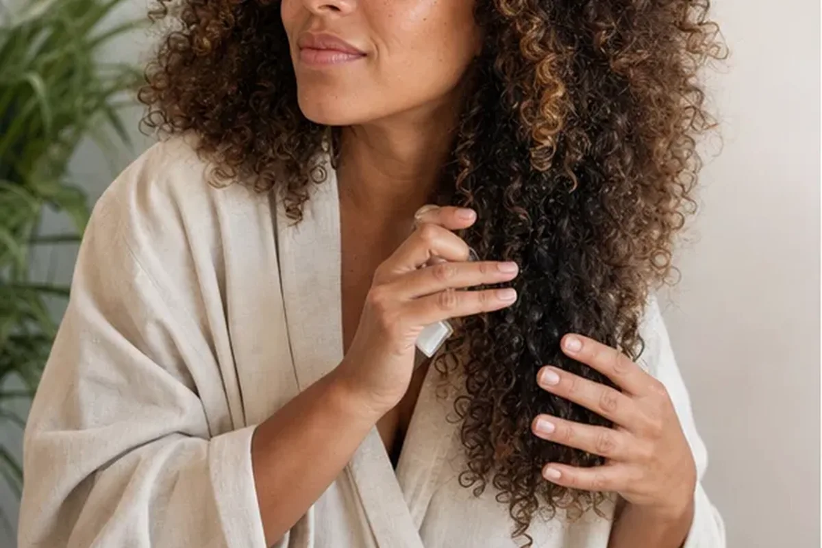 Authentischer Wohlfühlmoment passend zum Beauty-Thema Trockenshampoo für feines Haar