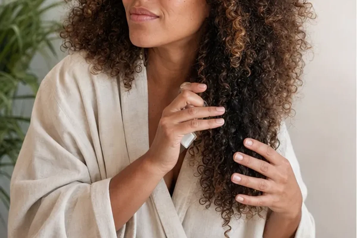 Hochwertige Beauty-Inszenierung zu Auswahlkriterien für Hitzeschutz bei Frizz