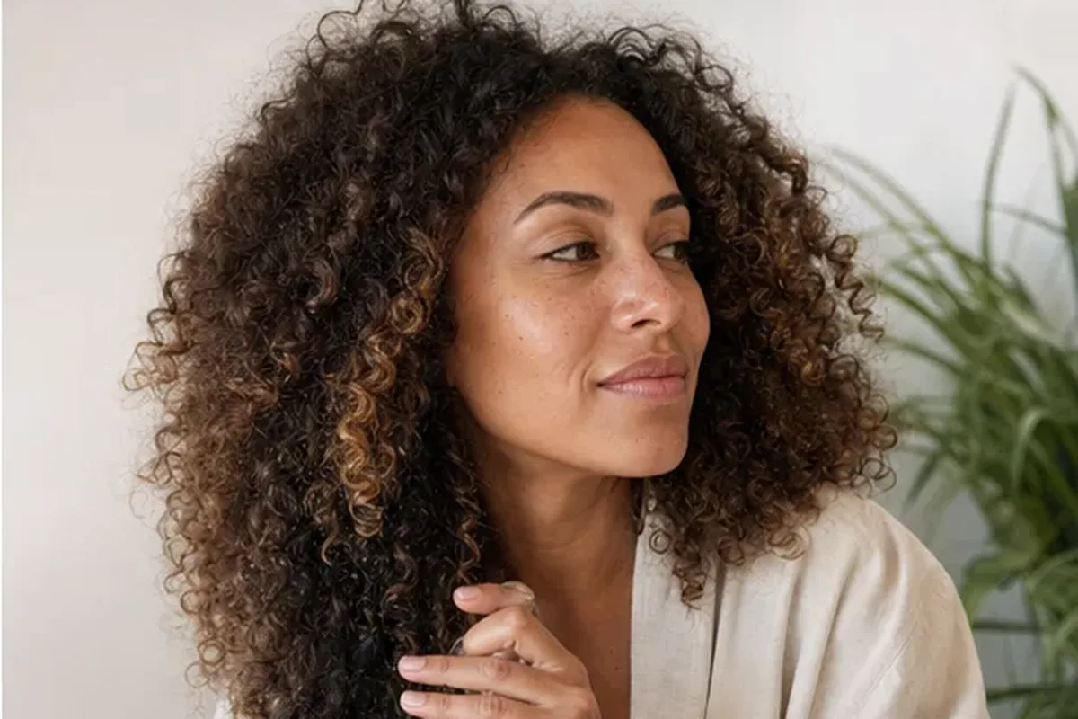 Authentischer Wohlfühlmoment passend zum Beauty-Thema Haarmaske für strapaziertes Haar