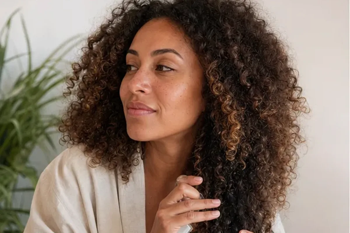 Authentischer Wohlfühlmoment passend zum Beauty-Thema Haaröl für feines Haar