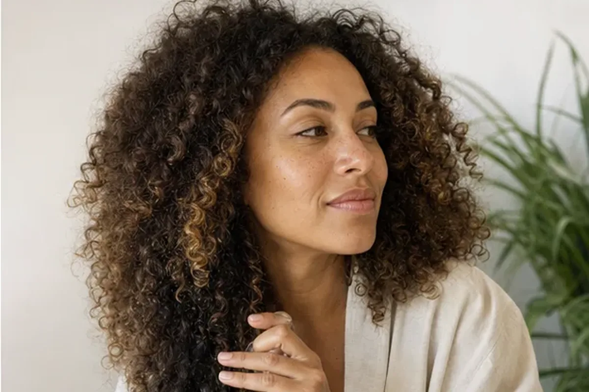 Emotionaler und authentischer Anwendungsmoment rund um Anti-Frizz-Pflege bei Haarbruch