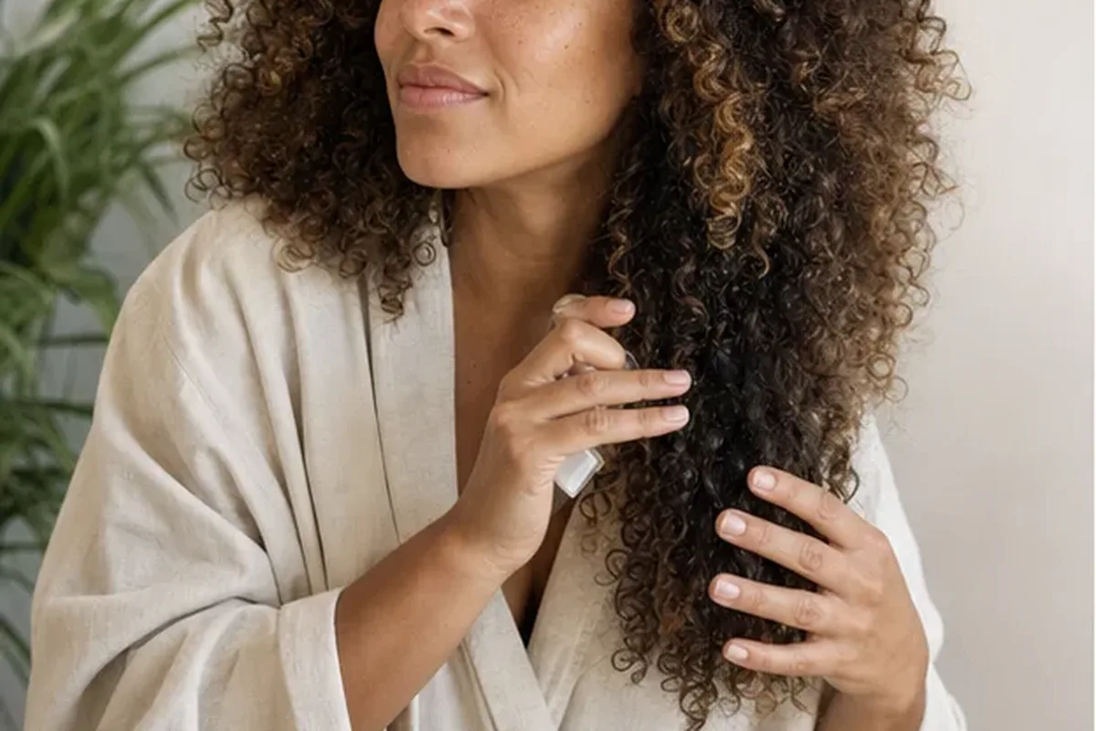 Redaktioneller Beauty-Moment zur Ausgangslage bei Anti-Frizz-Pflege bei Frizz
