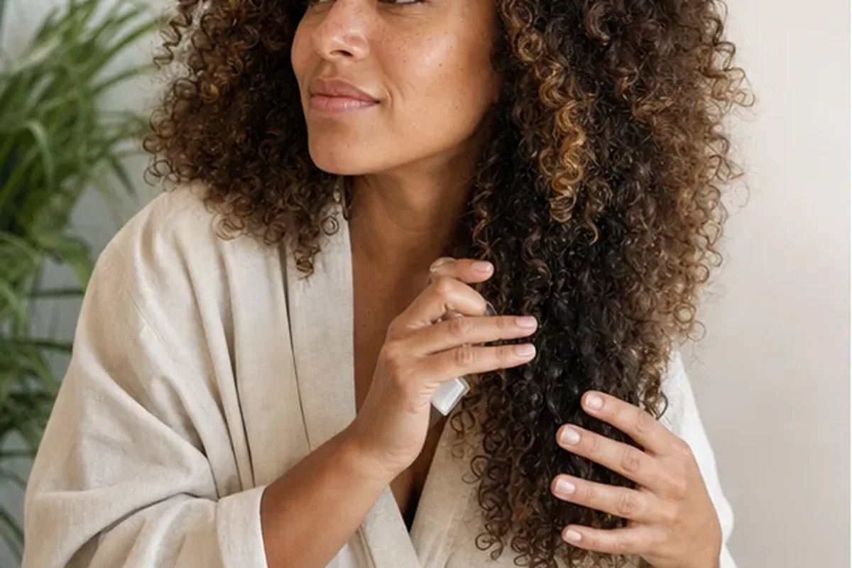 Authentischer Wohlfühlmoment passend zum Beauty-Thema Haaröl für feines Haar
