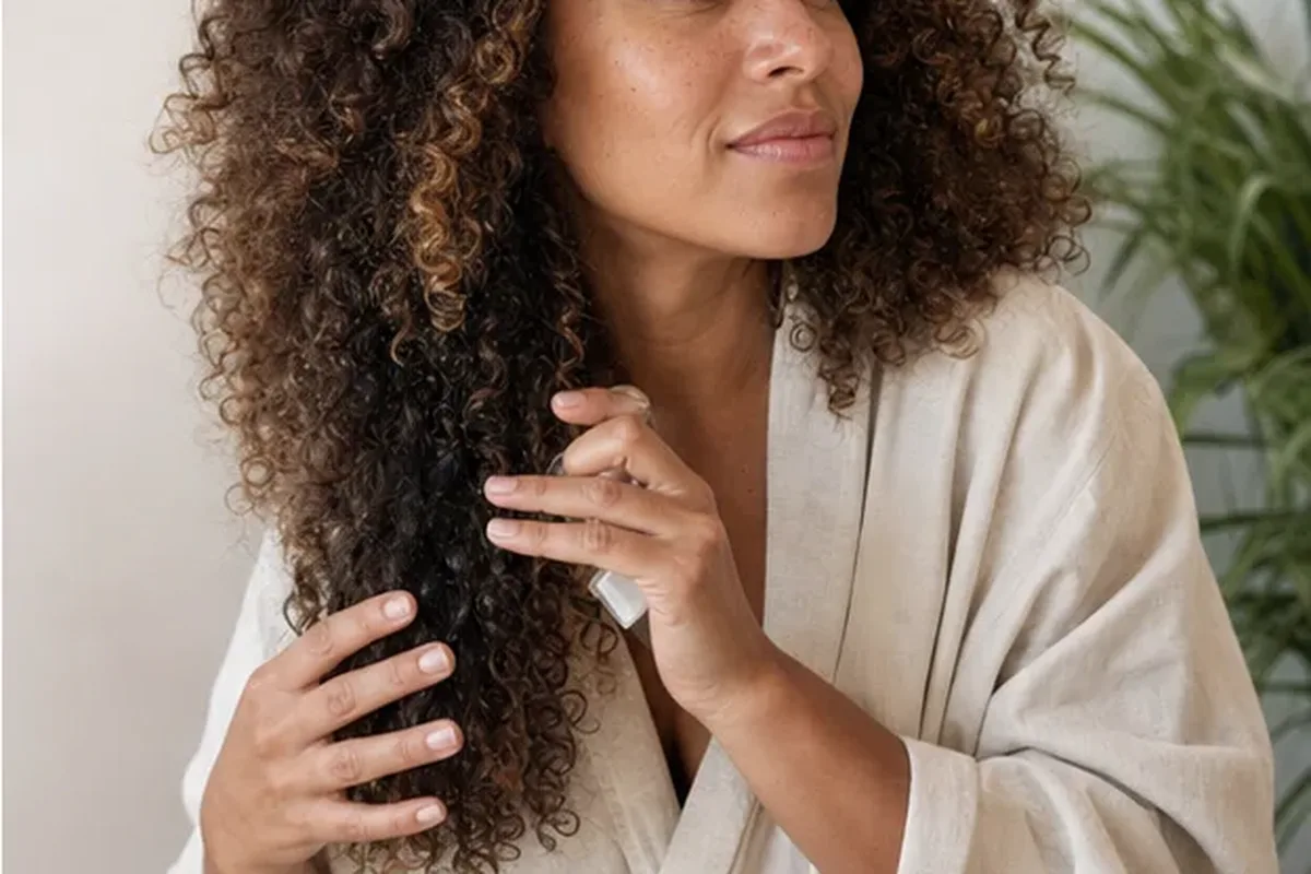 Authentischer Wohlfühlmoment passend zum Beauty-Thema Tiefenreinigungsshampoo für trockenes Haar