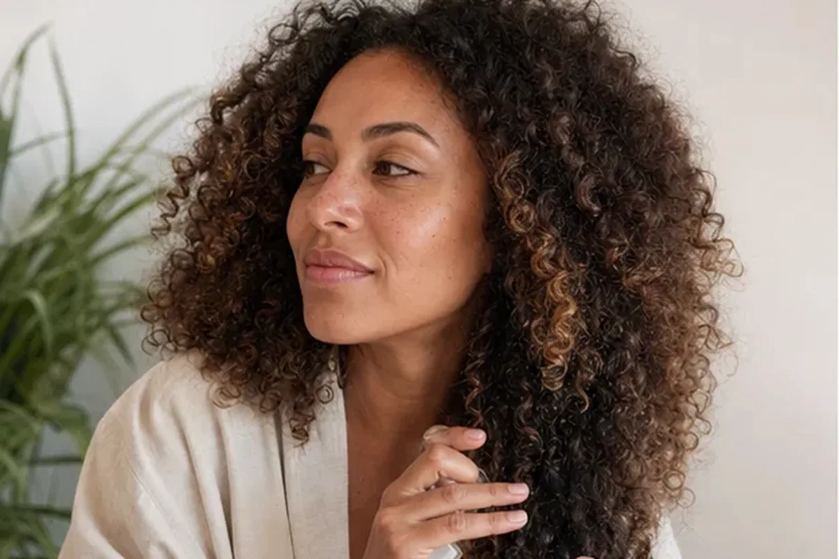 Redaktioneller Beauty-Moment zur Ausgangslage bei Lockencreme bei Frizz