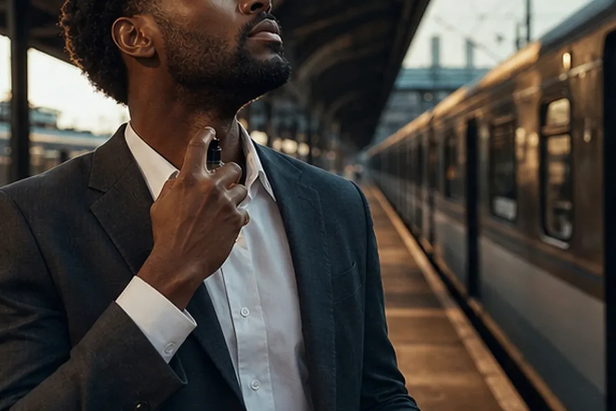 Emotionaler und authentischer Anwendungsmoment rund um Unisex-Parfum bei warmem Wetter