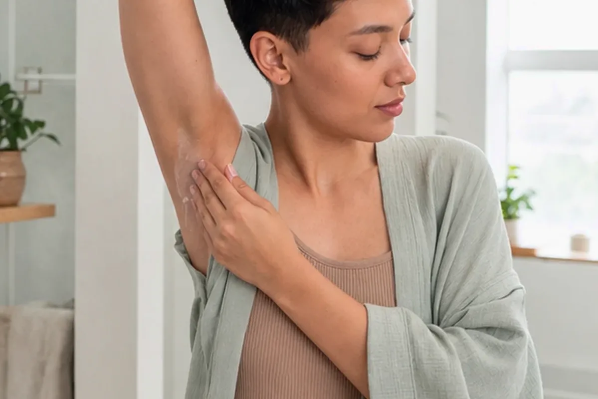 Authentischer Wohlfühlmoment passend zum Beauty-Thema Nassrasierer für langanhaltende Glätte