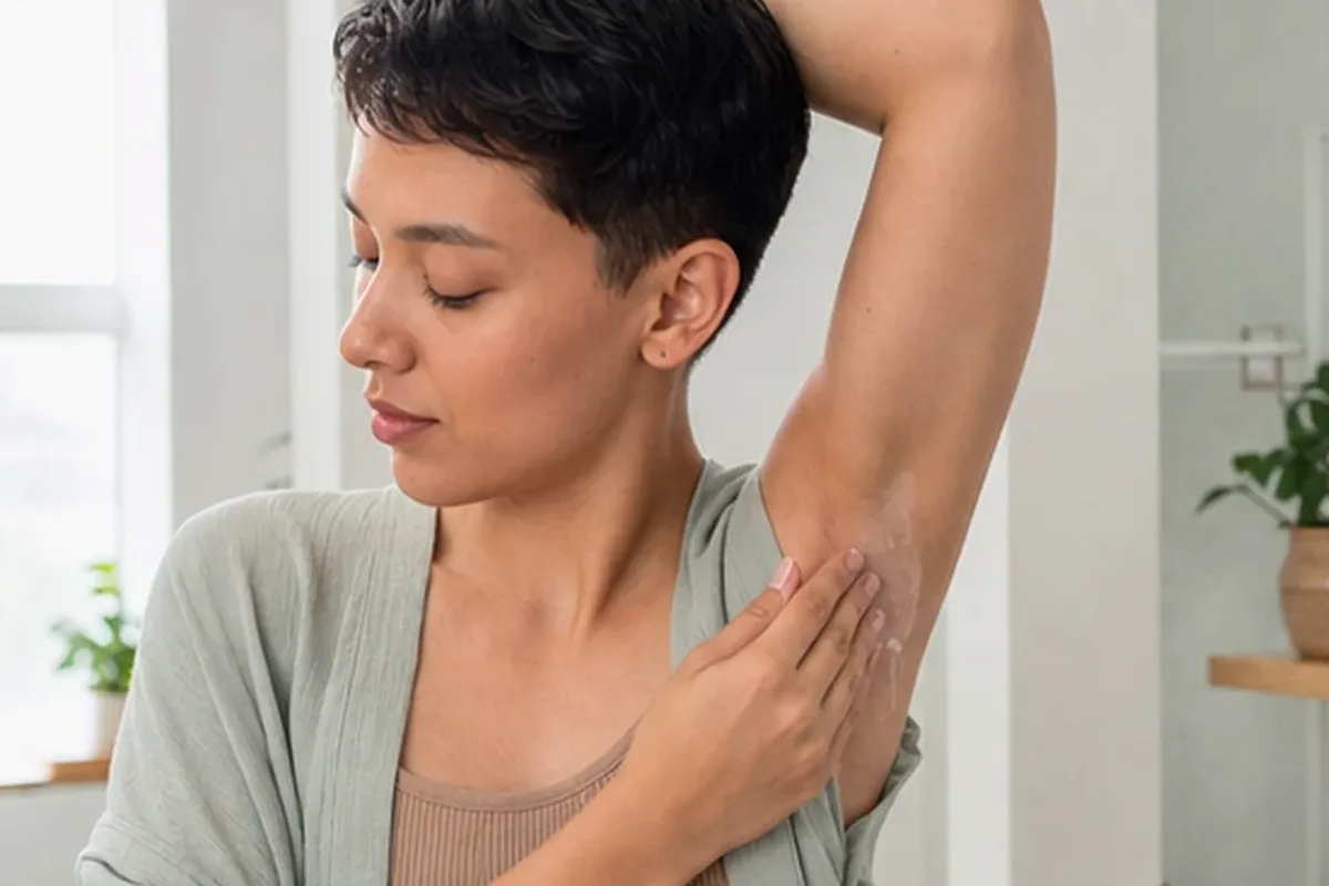 Authentischer Wohlfühlmoment passend zum Beauty-Thema Elektrorasierer bei eingewachsenen Haaren